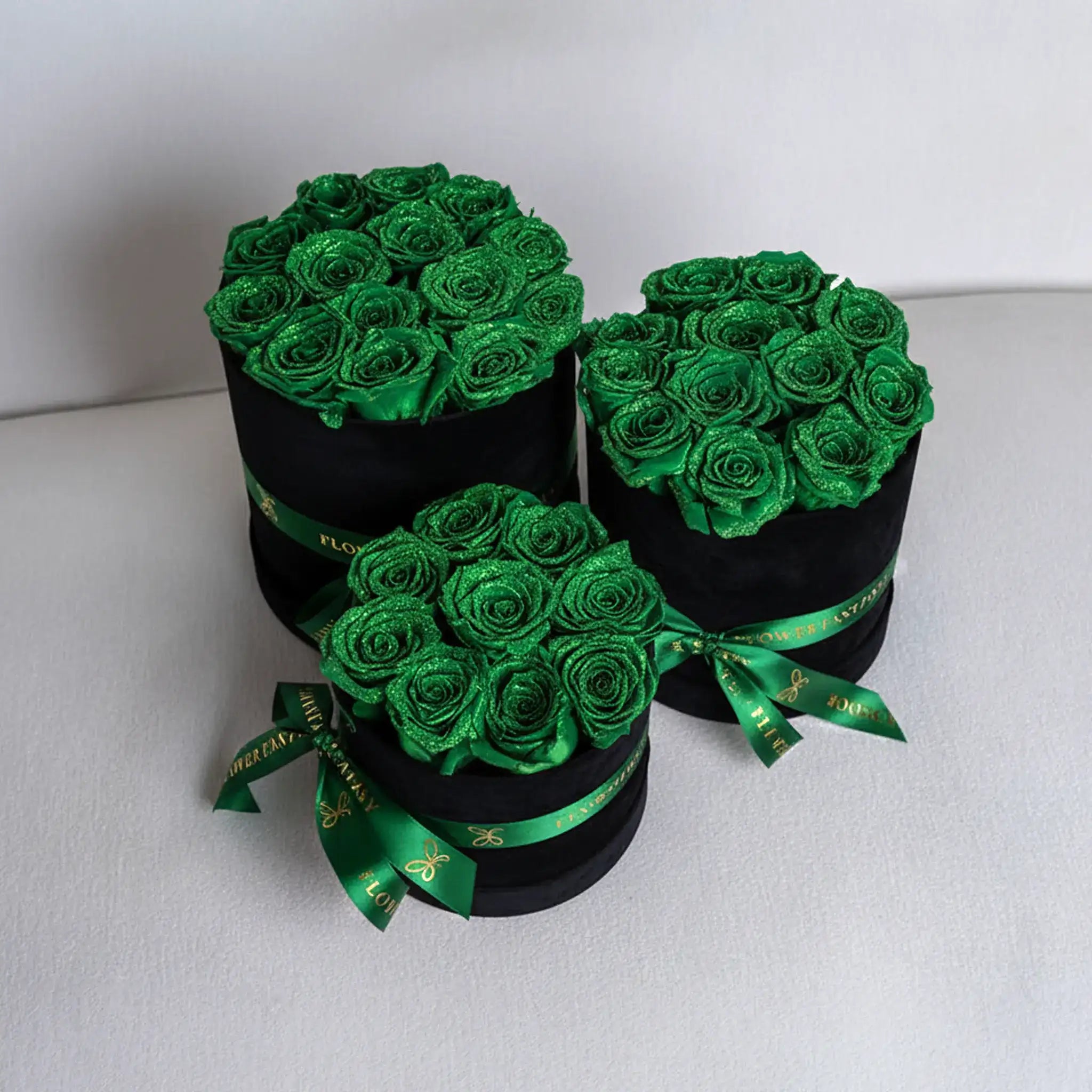 Long Lasting Glitter Rose Box | Emerald Green