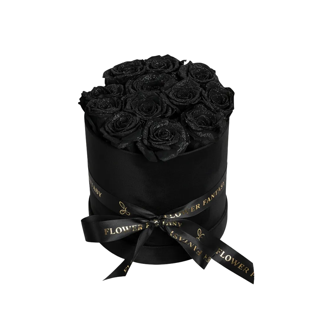 Fresh Glitter Rose Box | Black