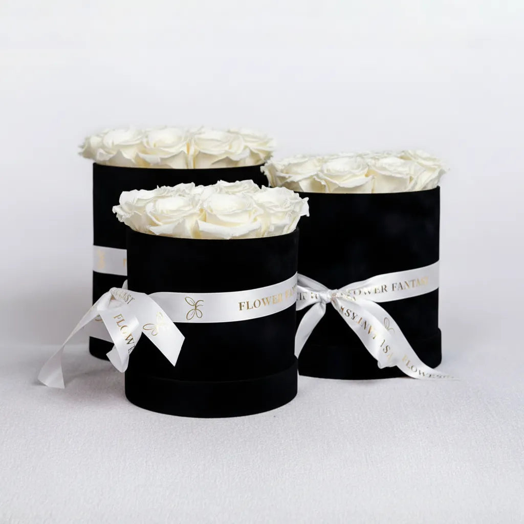 Fresh Glitter Rose Box | White