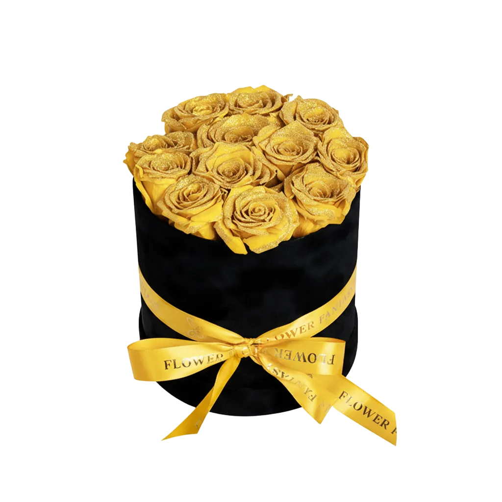 Fresh Glitter Rose Box | Yellow