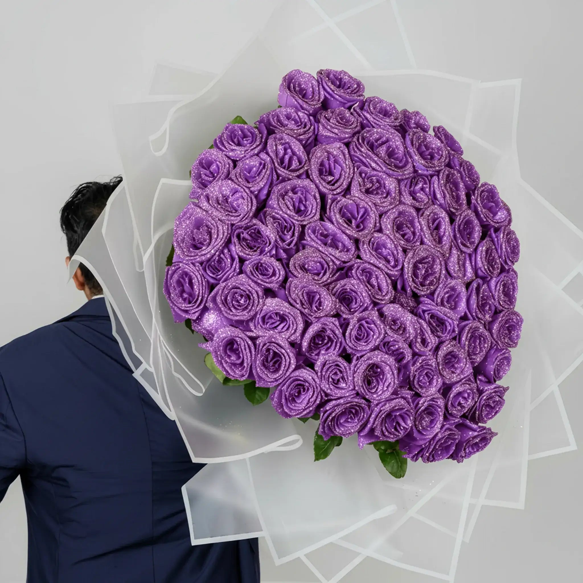 Fresh Glitter Rose Bouquet | Purple