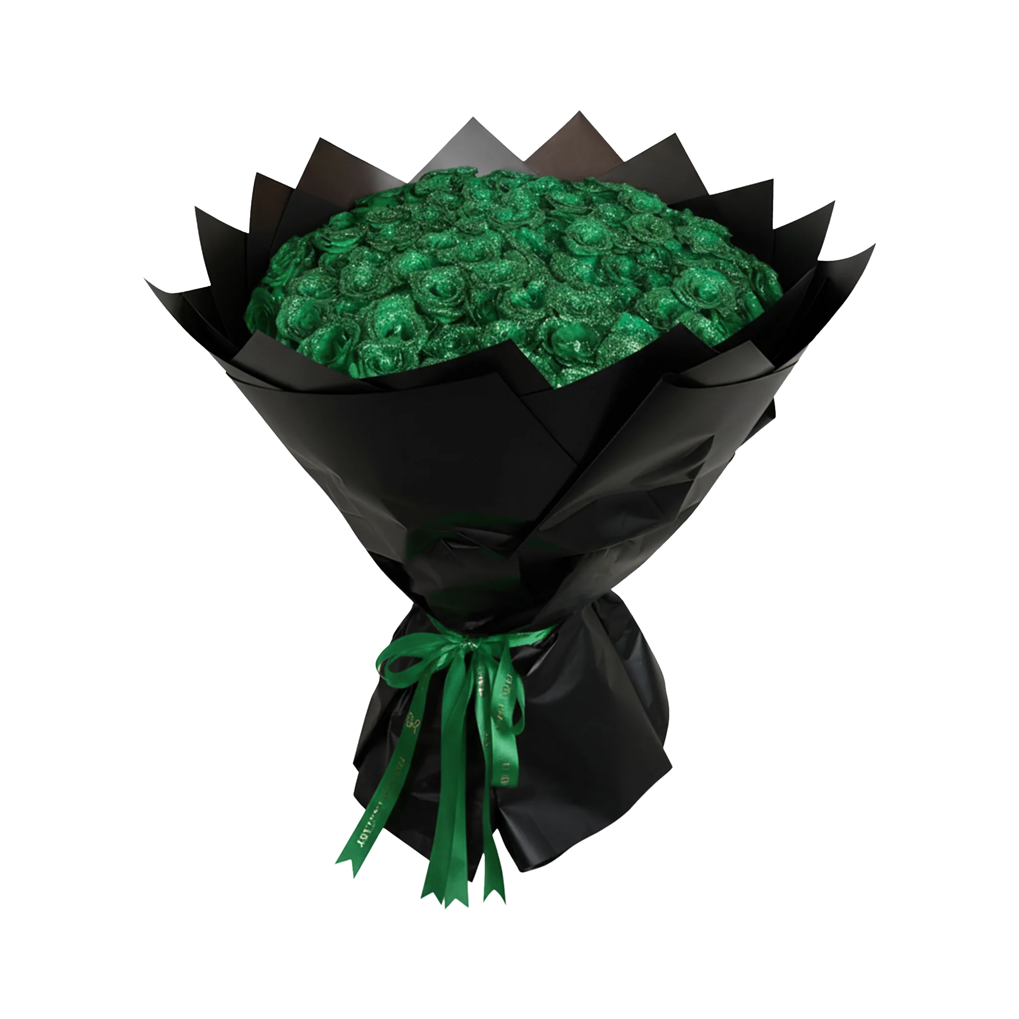 Fresh Glitter Rose Bouquet | Emerald Green