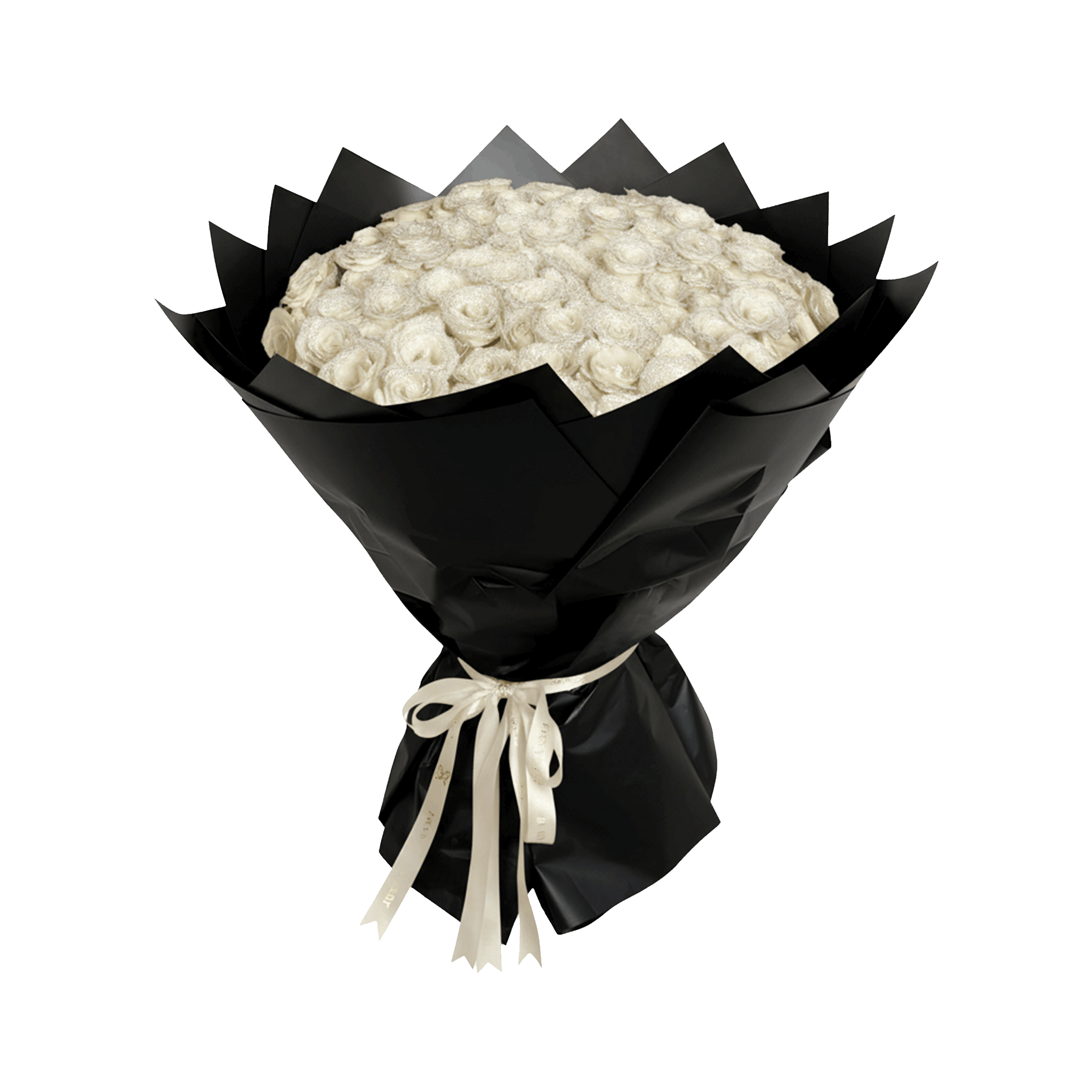 Fresh Glitter Rose Bouquet | White