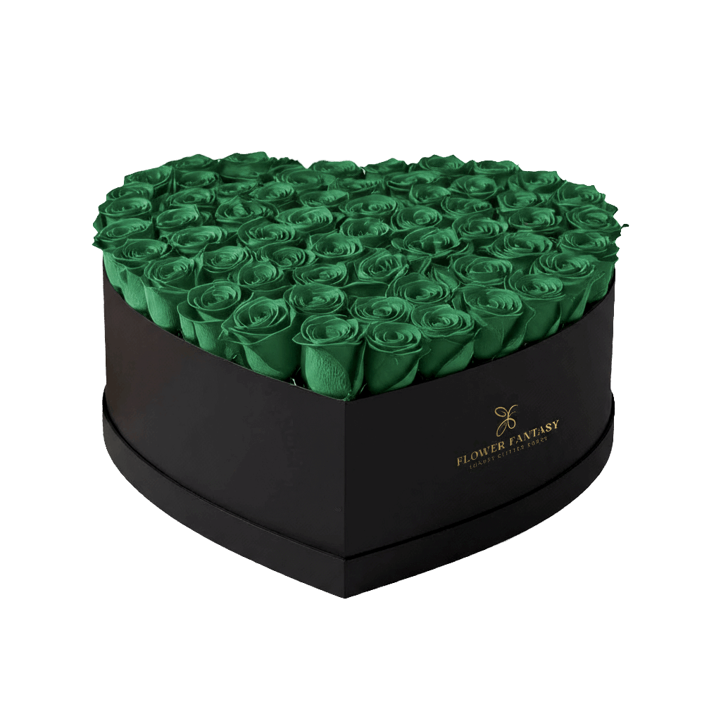 Heart Rose Box | Emerald Green