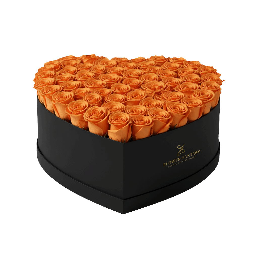 Heart Rose Box | Orange