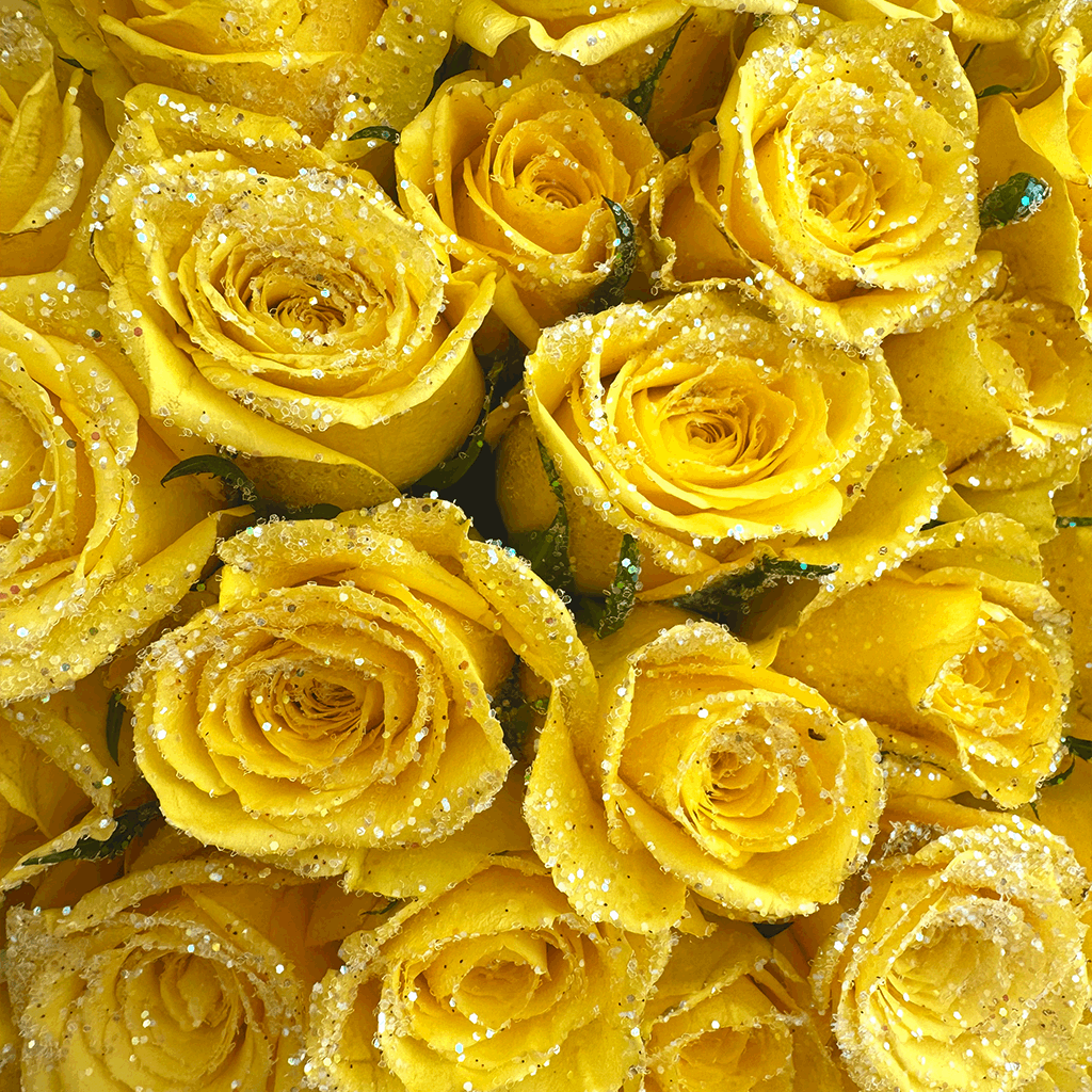 Long Lasting Glitter Rose Box | Yellow