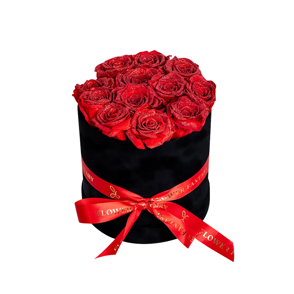 Fresh Glitter Rose Box | Red
