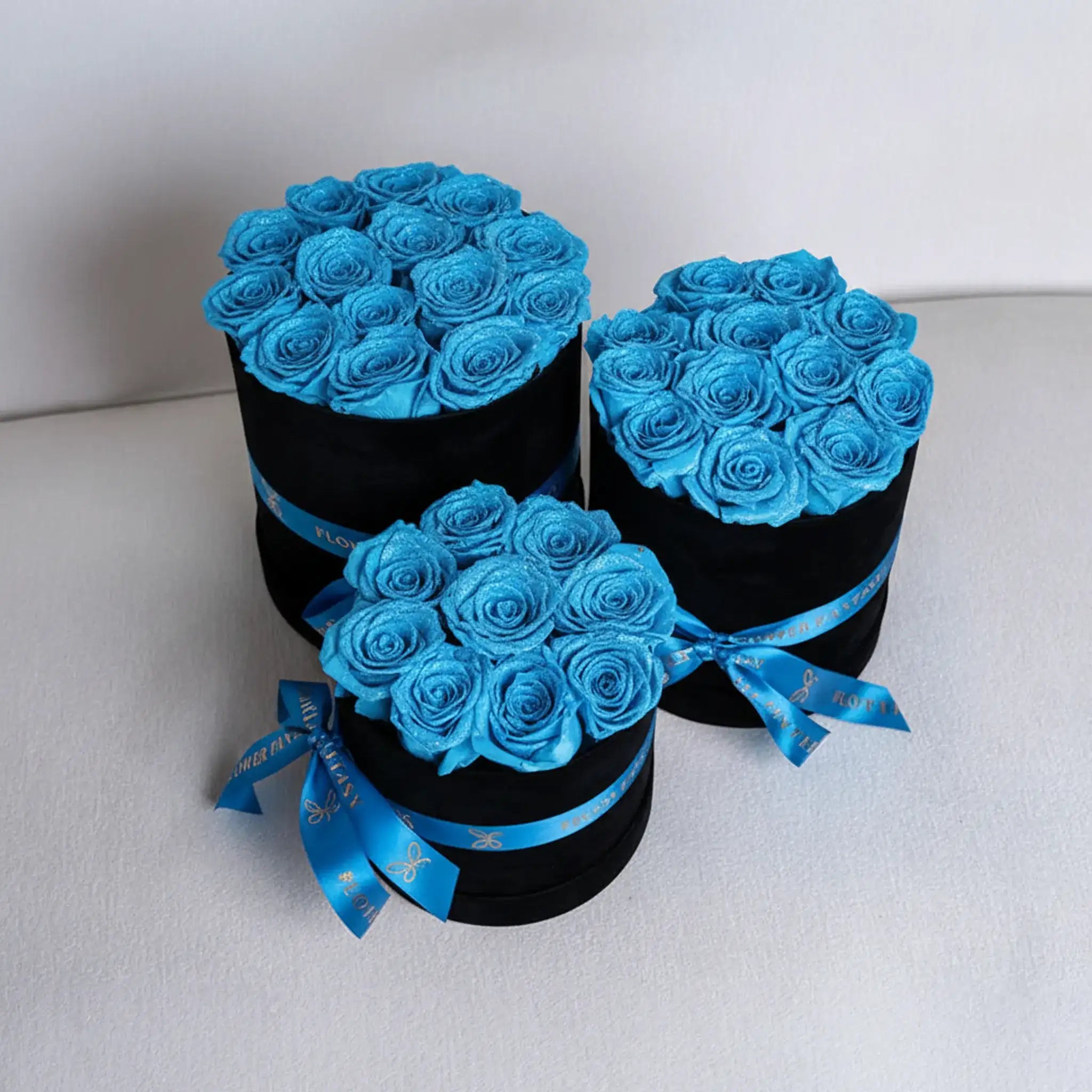 Long Lasting Glitter Rose Box | Sky Blue