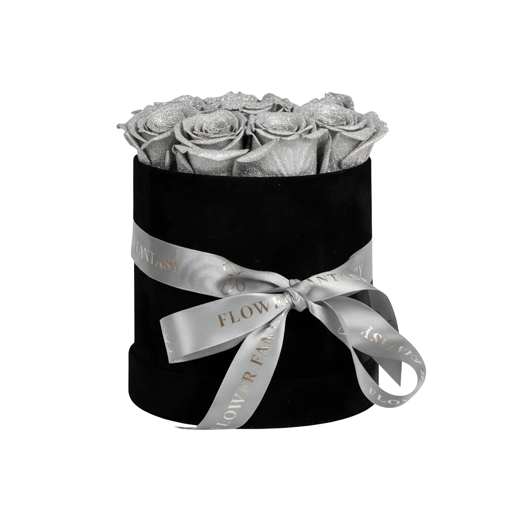 Long Lasting Glitter Rose Box | Silver