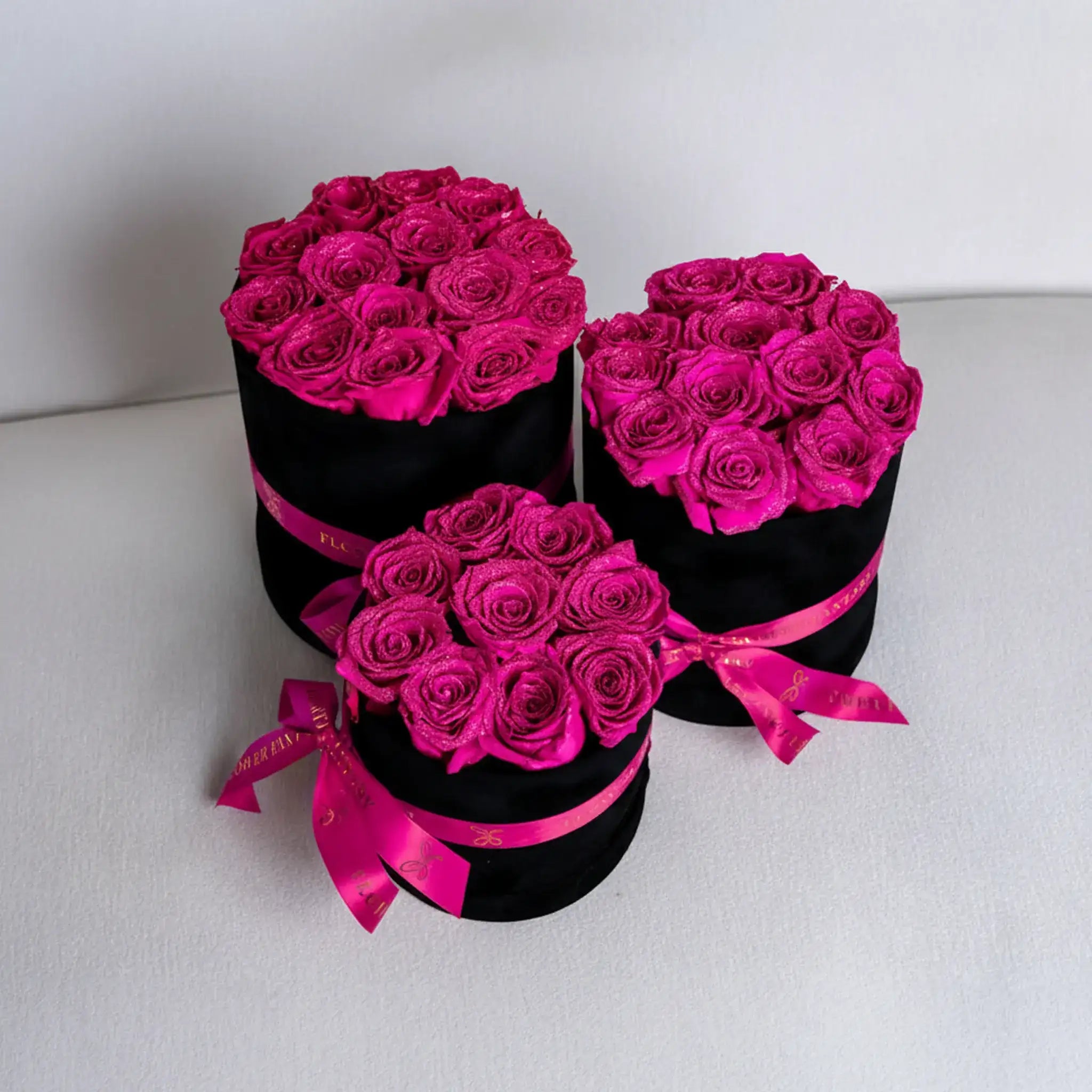 Long Lasting Glitter Rose Box | Fuchsia