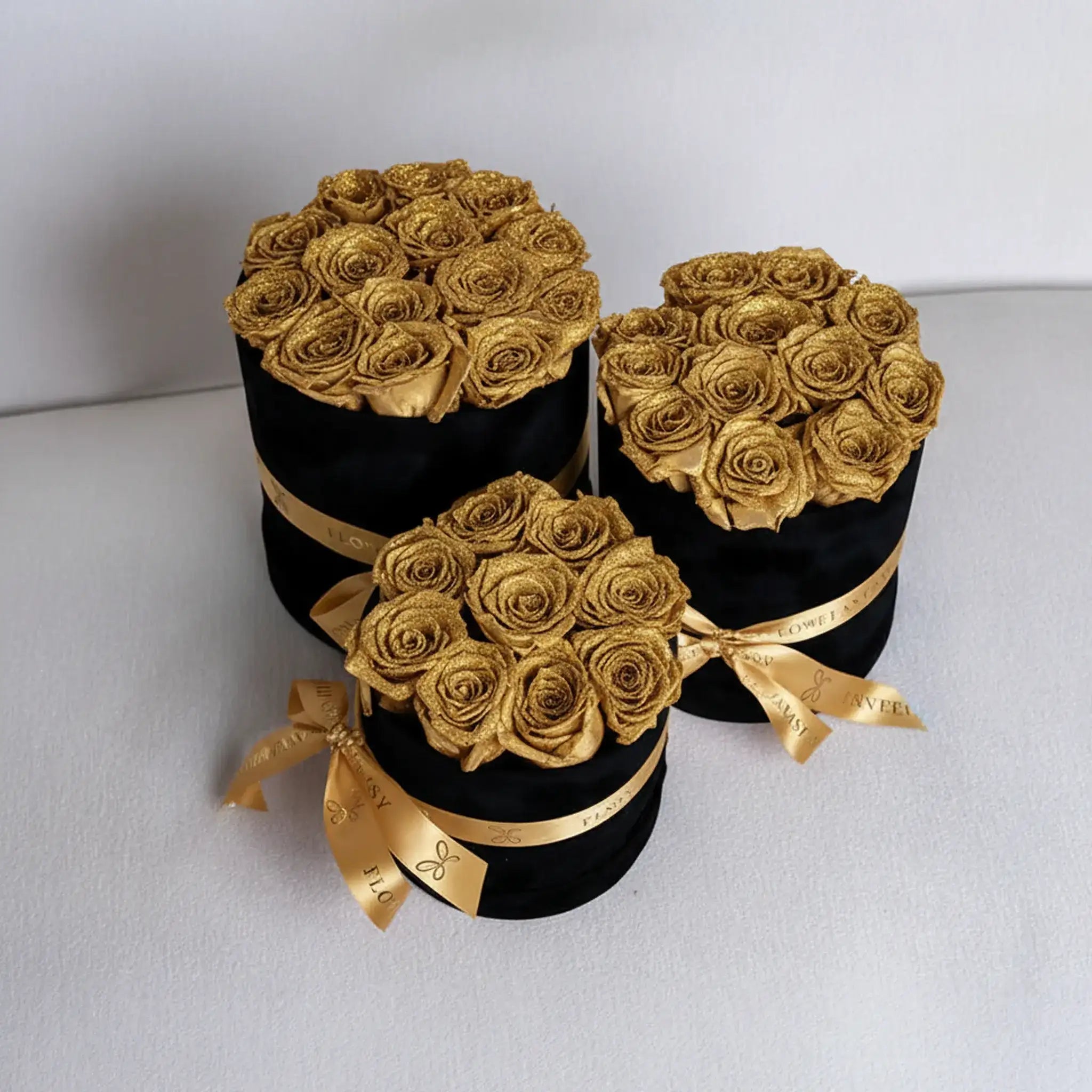 Long Lasting Glitter Rose Box | Gold