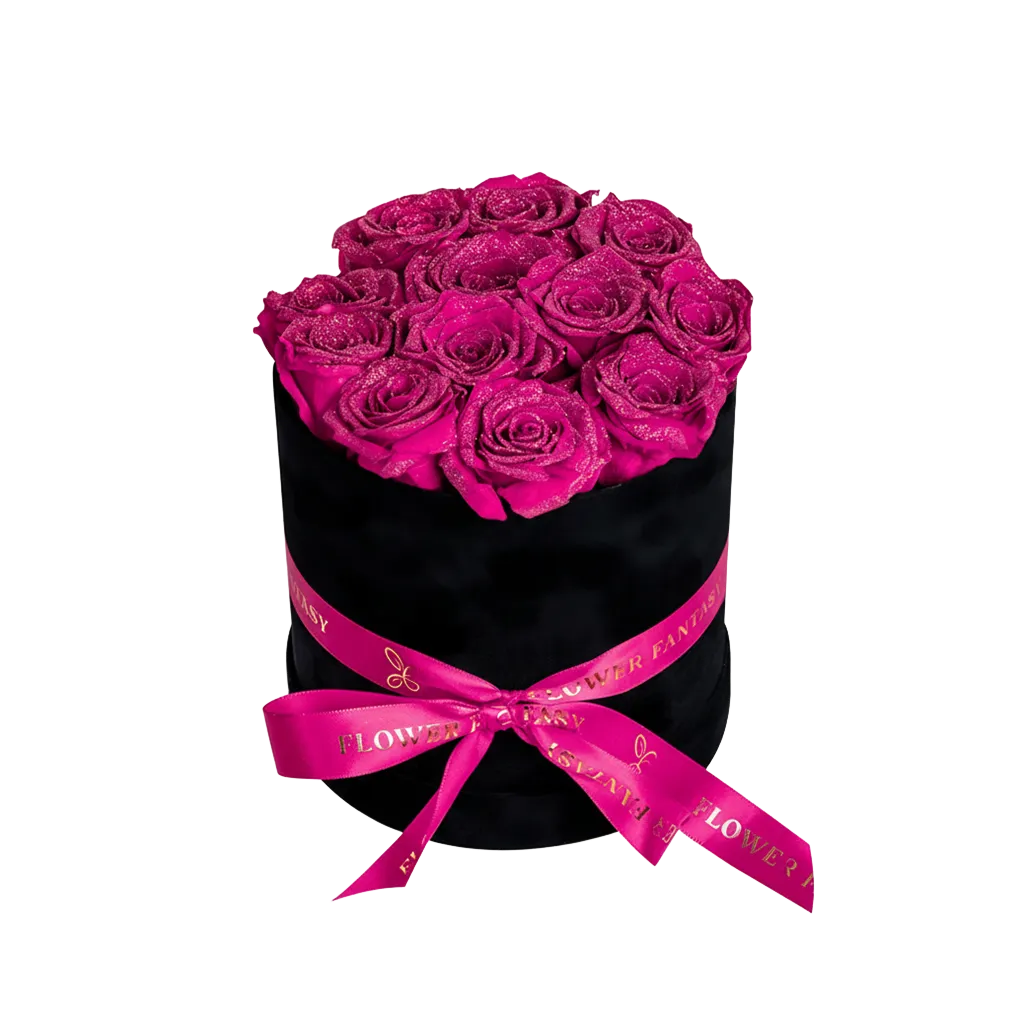 Fresh Glitter Rose Box | Fuchsia