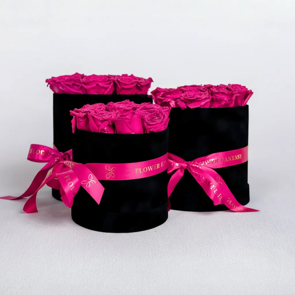 Fresh Glitter Rose Box | Fuchsia