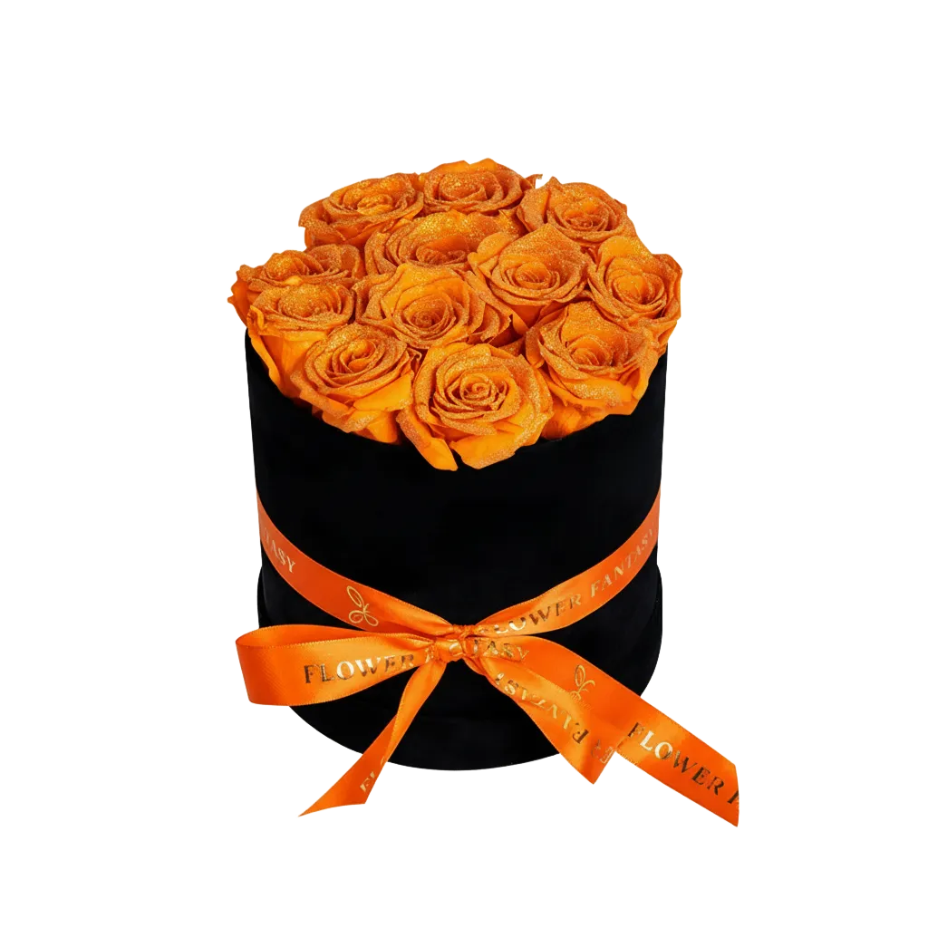 Fresh Glitter Rose Box | Orange