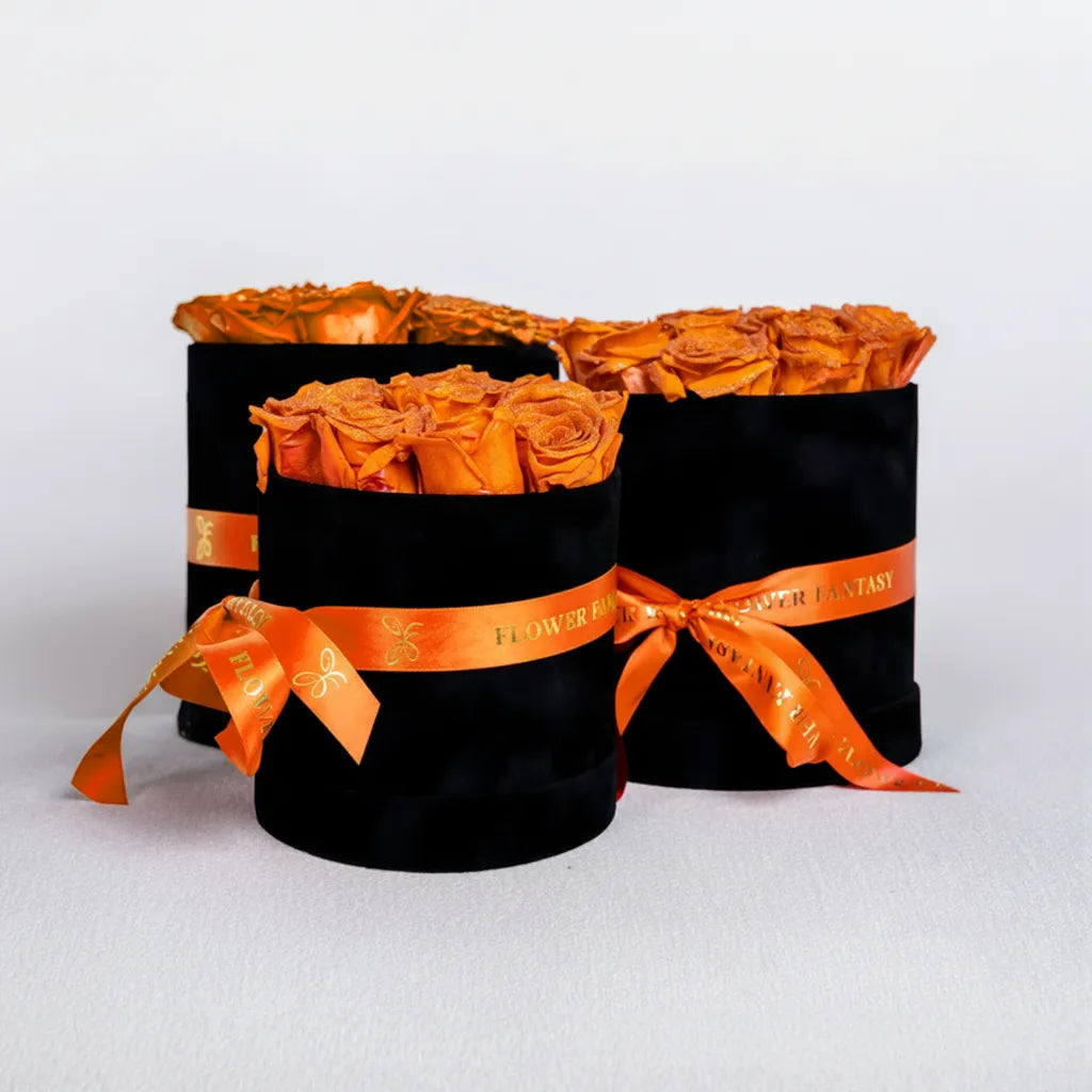 Fresh Glitter Rose Box | Orange