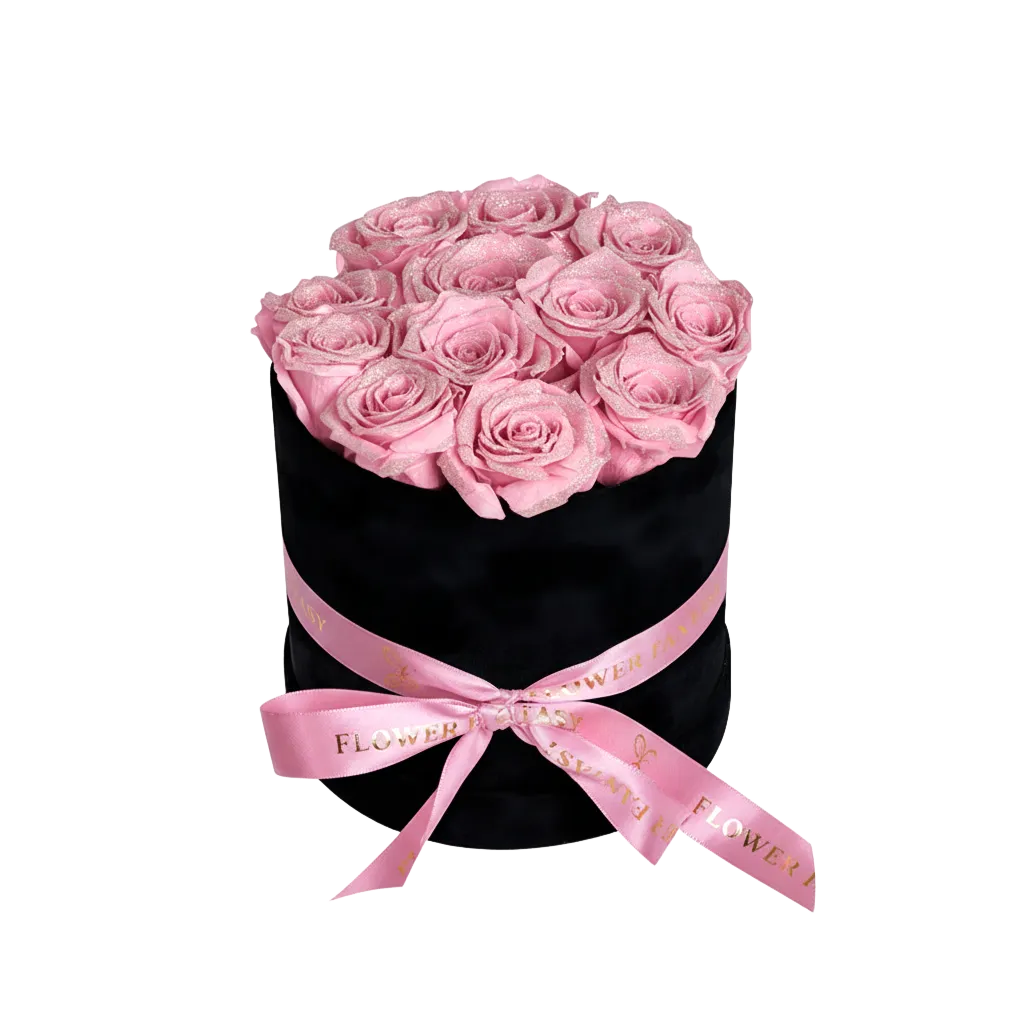 Fresh Glitter Rose Box | Pink
