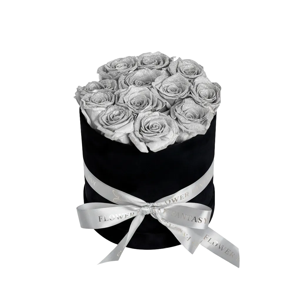 Fresh Glitter Rose Box | Silver