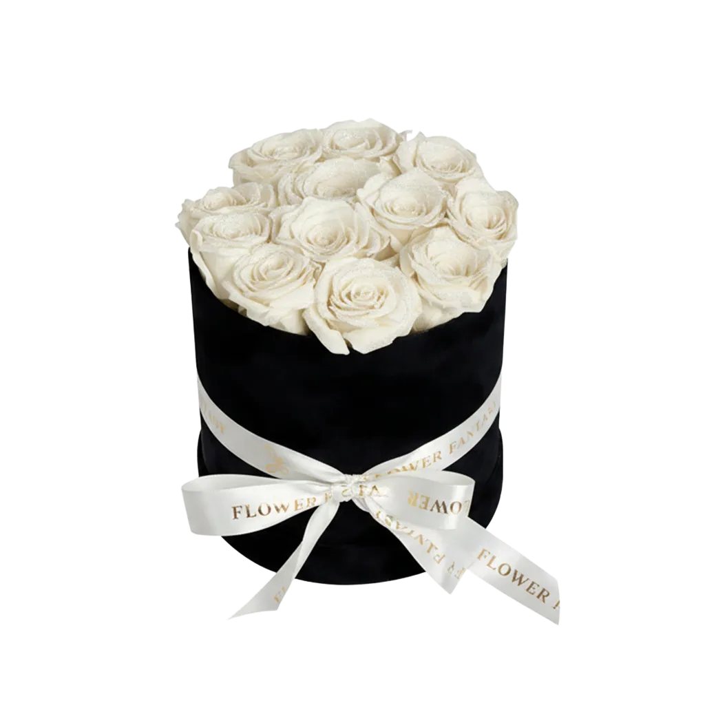 Fresh Glitter Rose Box | White
