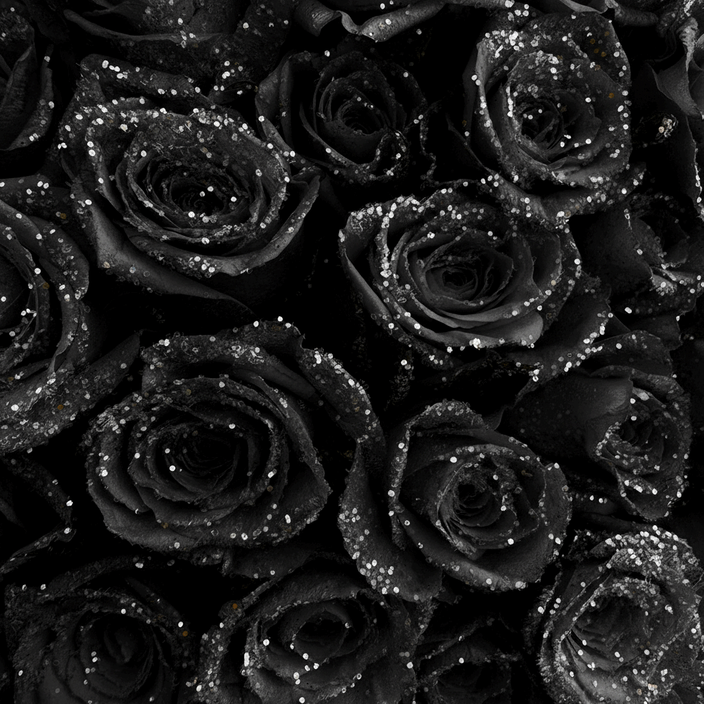 Heart Glitter Rose Box | Black
