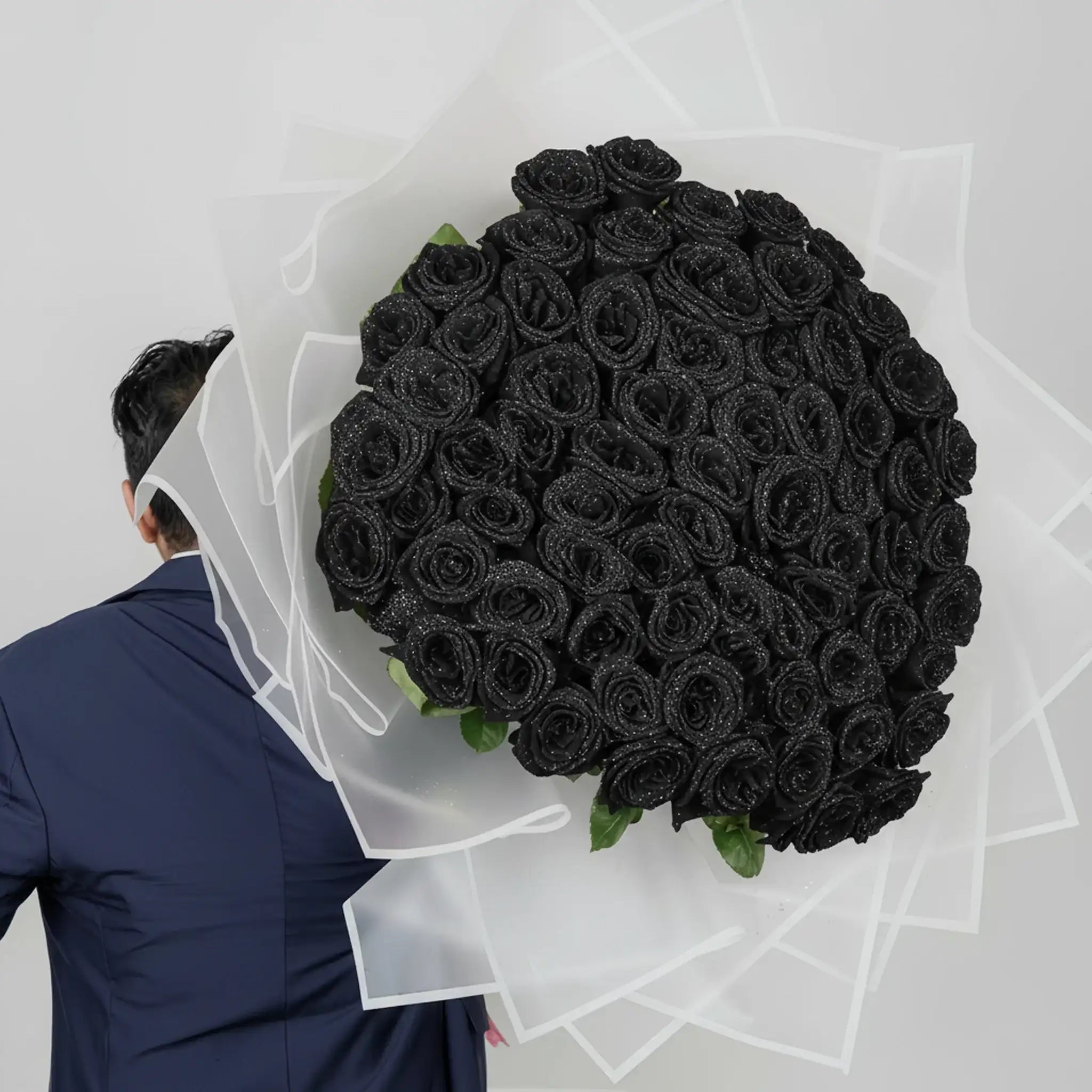 Fresh Glitter Rose Bouquet | Black