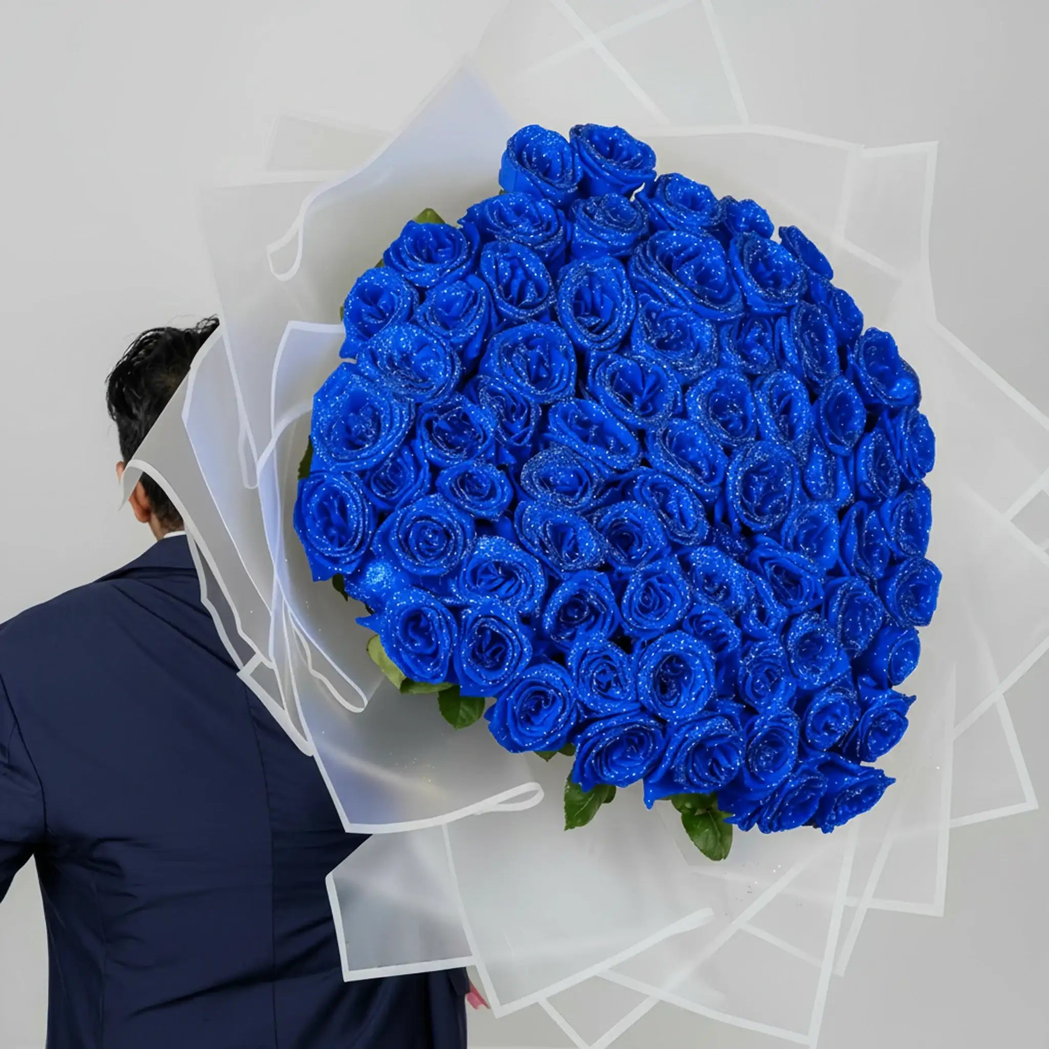 Fresh Glitter Rose Bouquet | Royal Blue