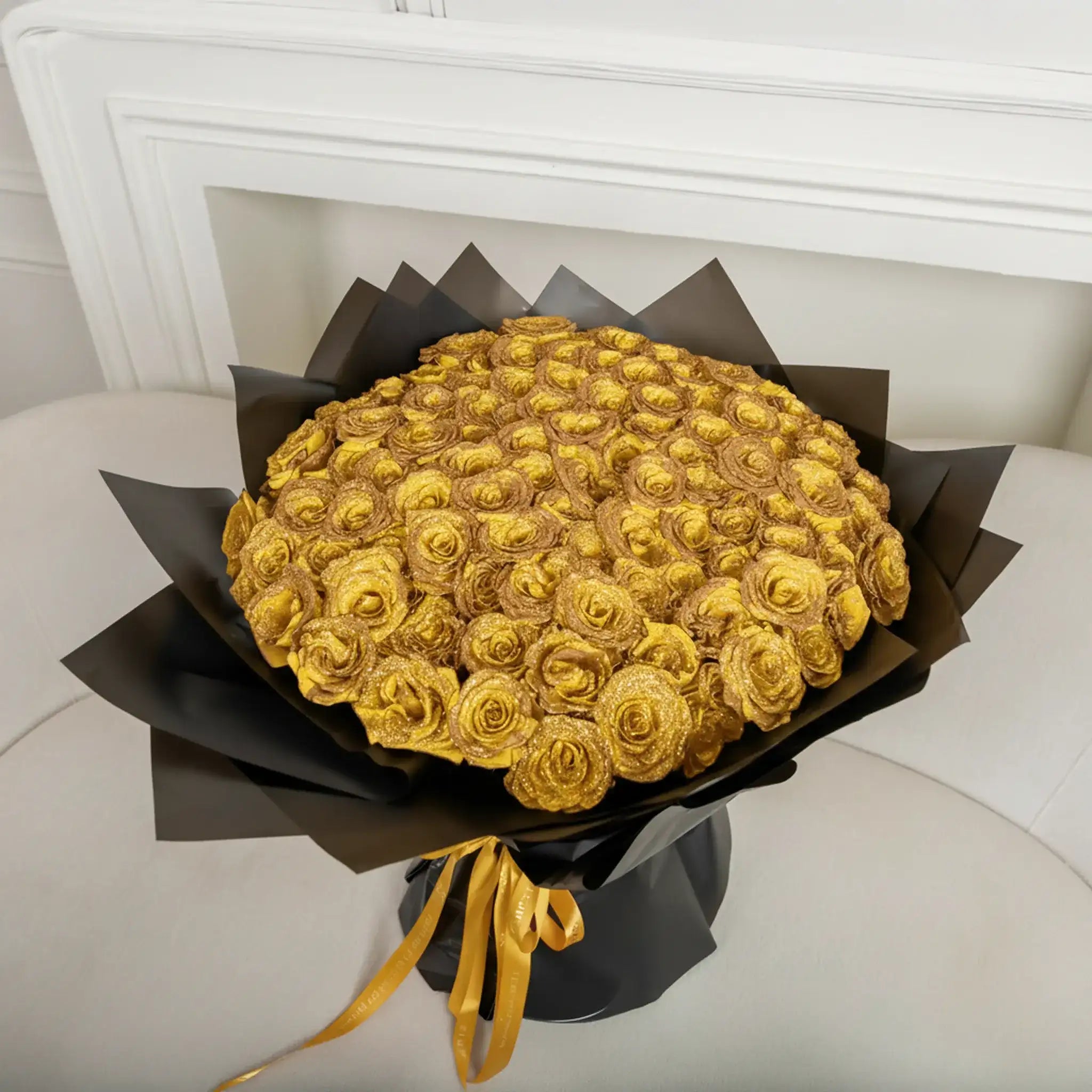Fresh Glitter Rose Bouquet | Gold
