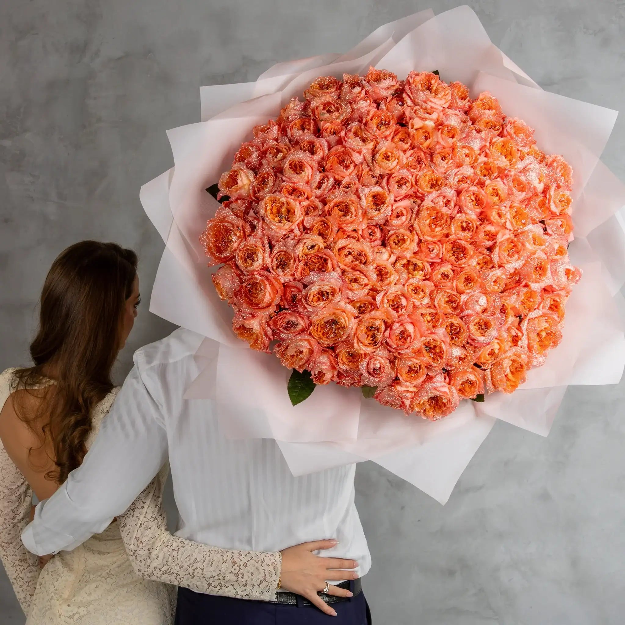 Fresh Glitter Rose Bouquet | Orange