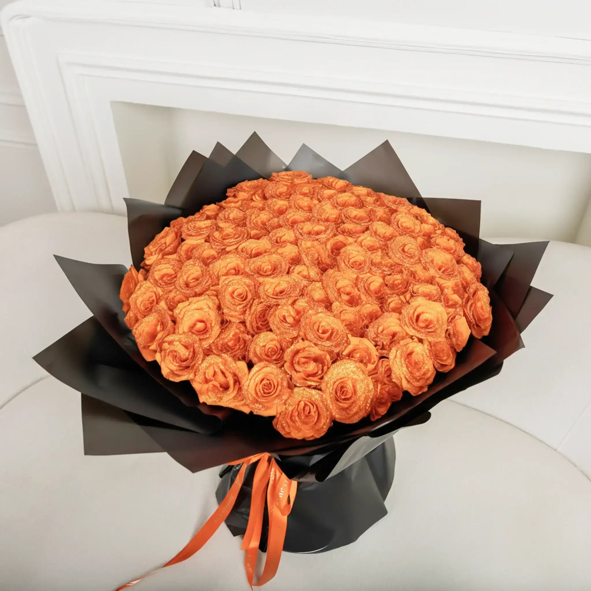 Fresh Glitter Rose Bouquet | Orange