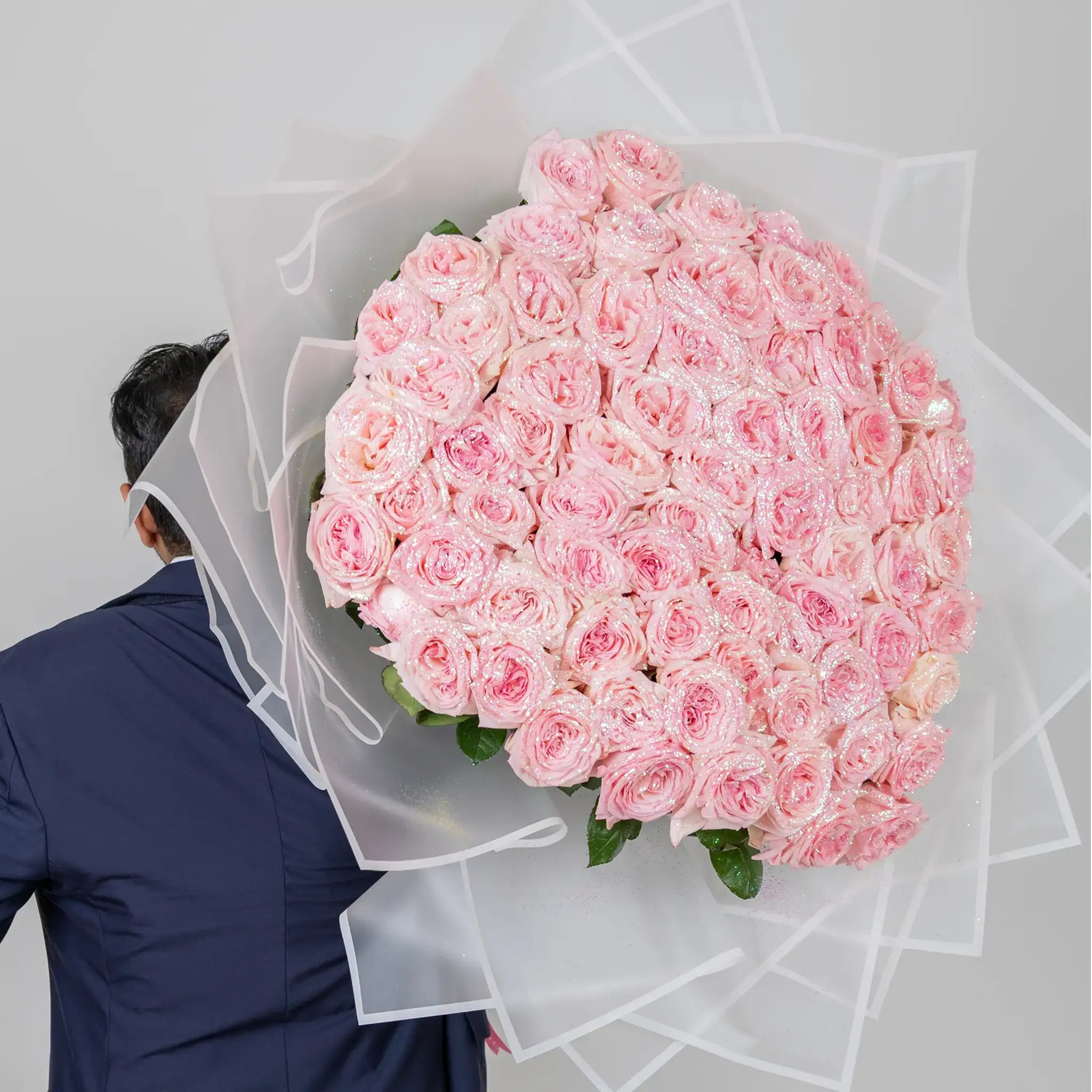 Fresh Glitter Rose Bouquet | Pink