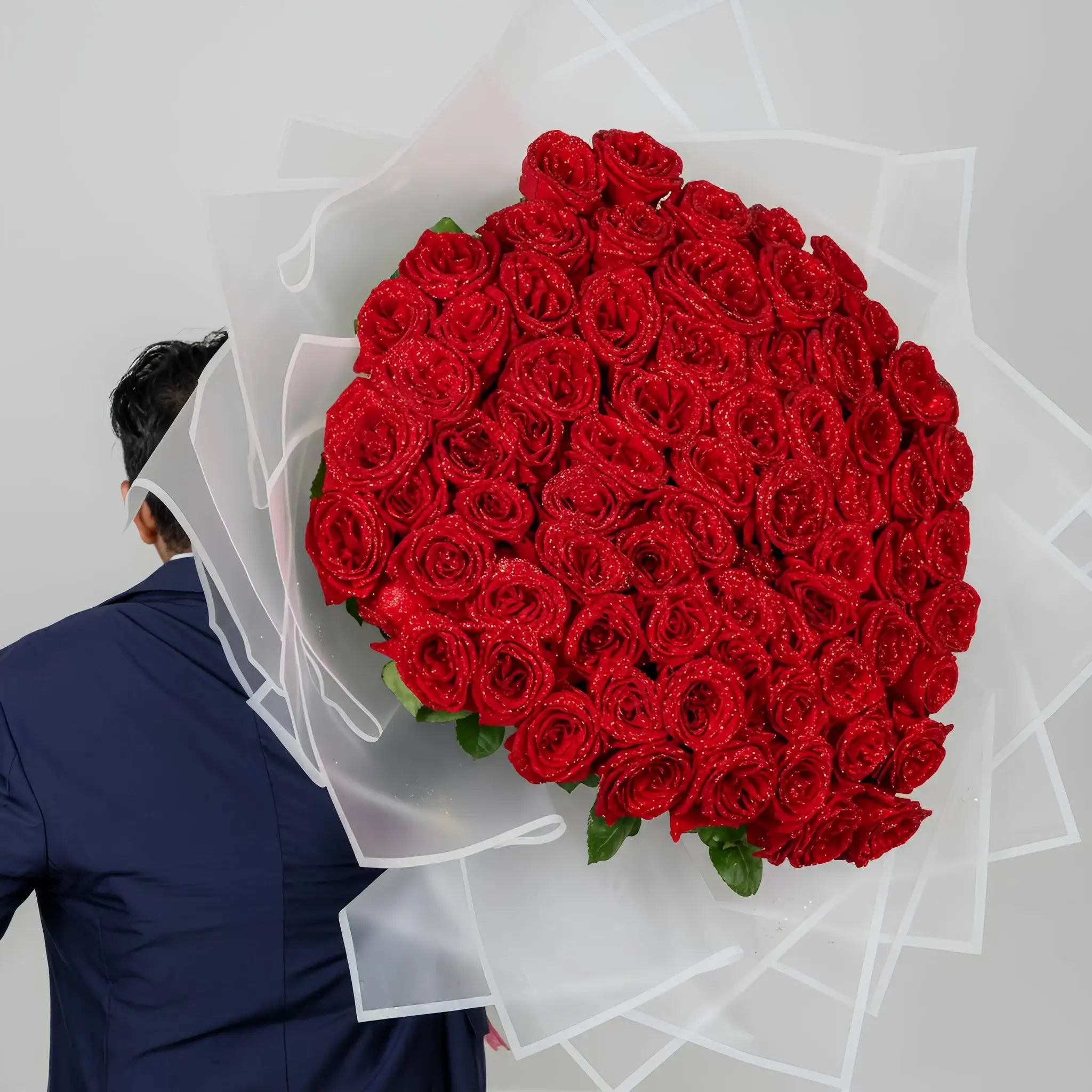 Fresh Glitter Rose Bouquet | Red
