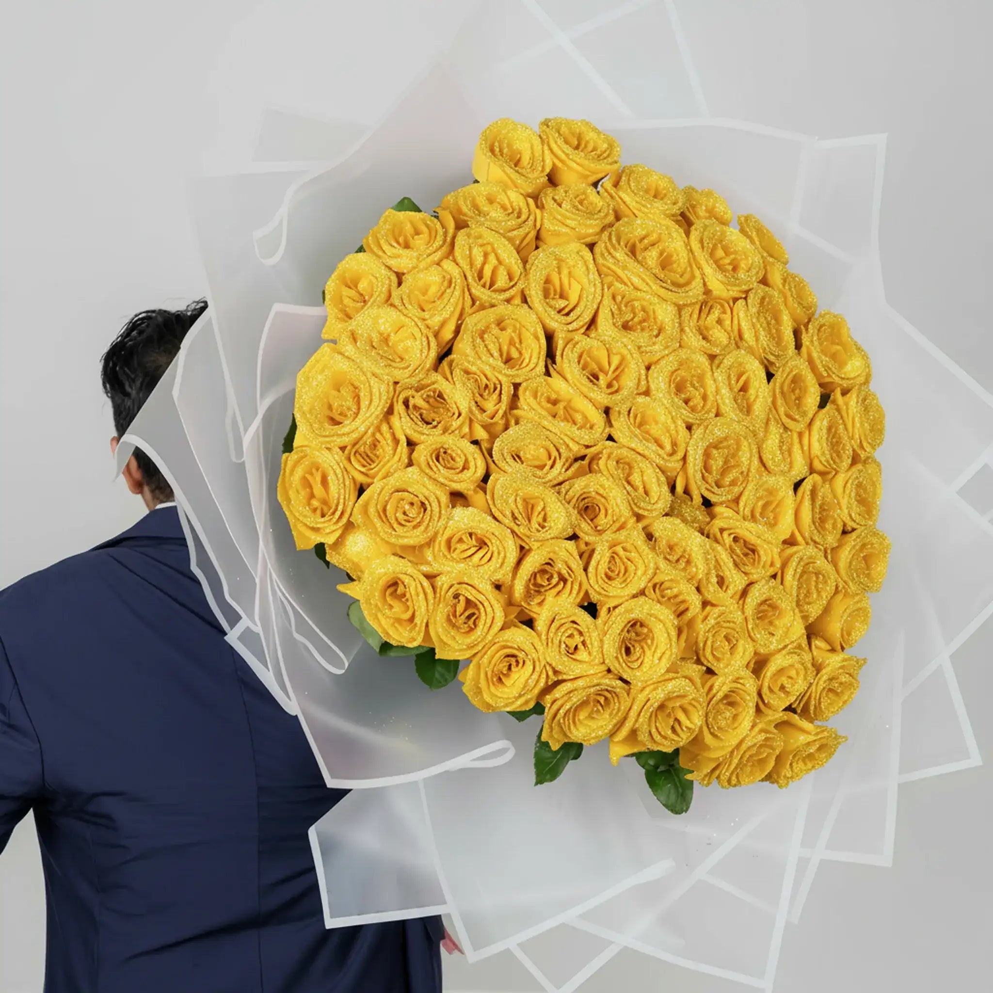 Fresh Glitter Rose Bouquet | Yellow
