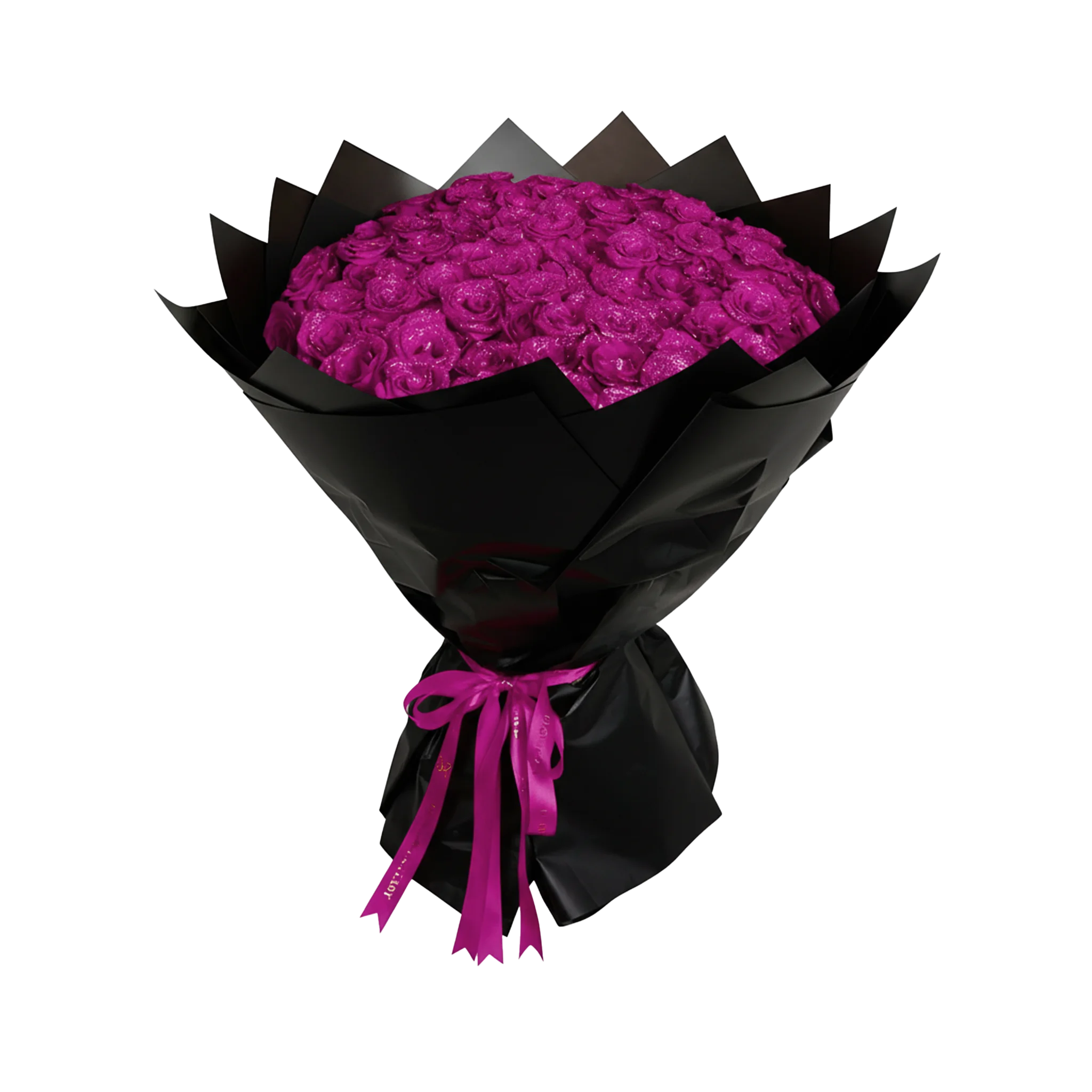 Fresh Glitter Rose Bouquet | Fuchsia