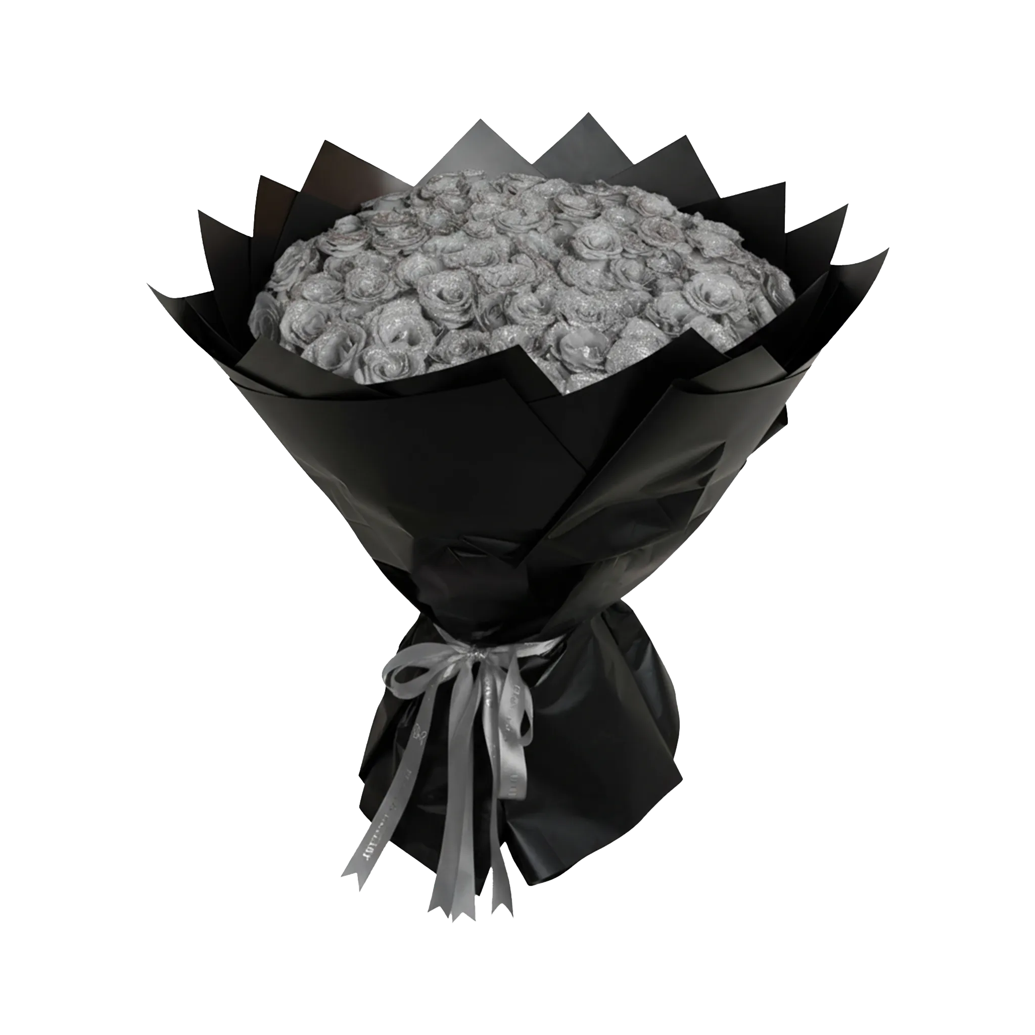 Fresh Glitter Rose Bouquet | Silver