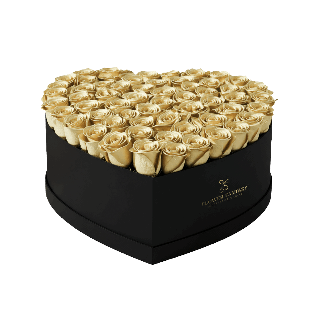 Heart Rose Box | Gold