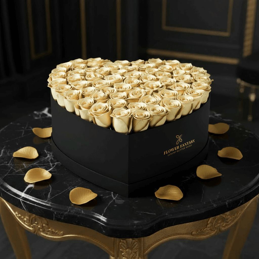 Heart Rose Box | Gold