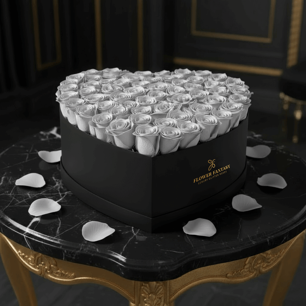 Heart Rose Box | Silver