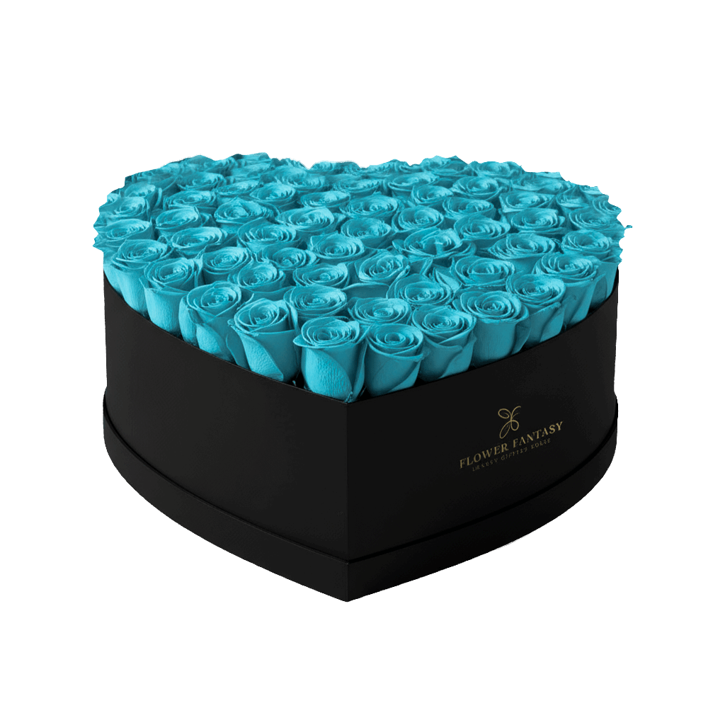 Heart Rose Box | Sky Blue