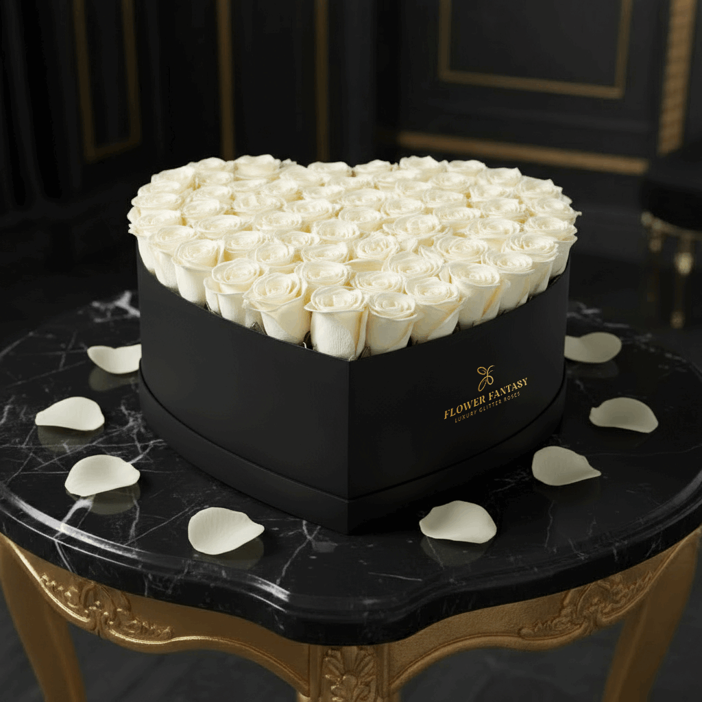 Heart Rose Box | White