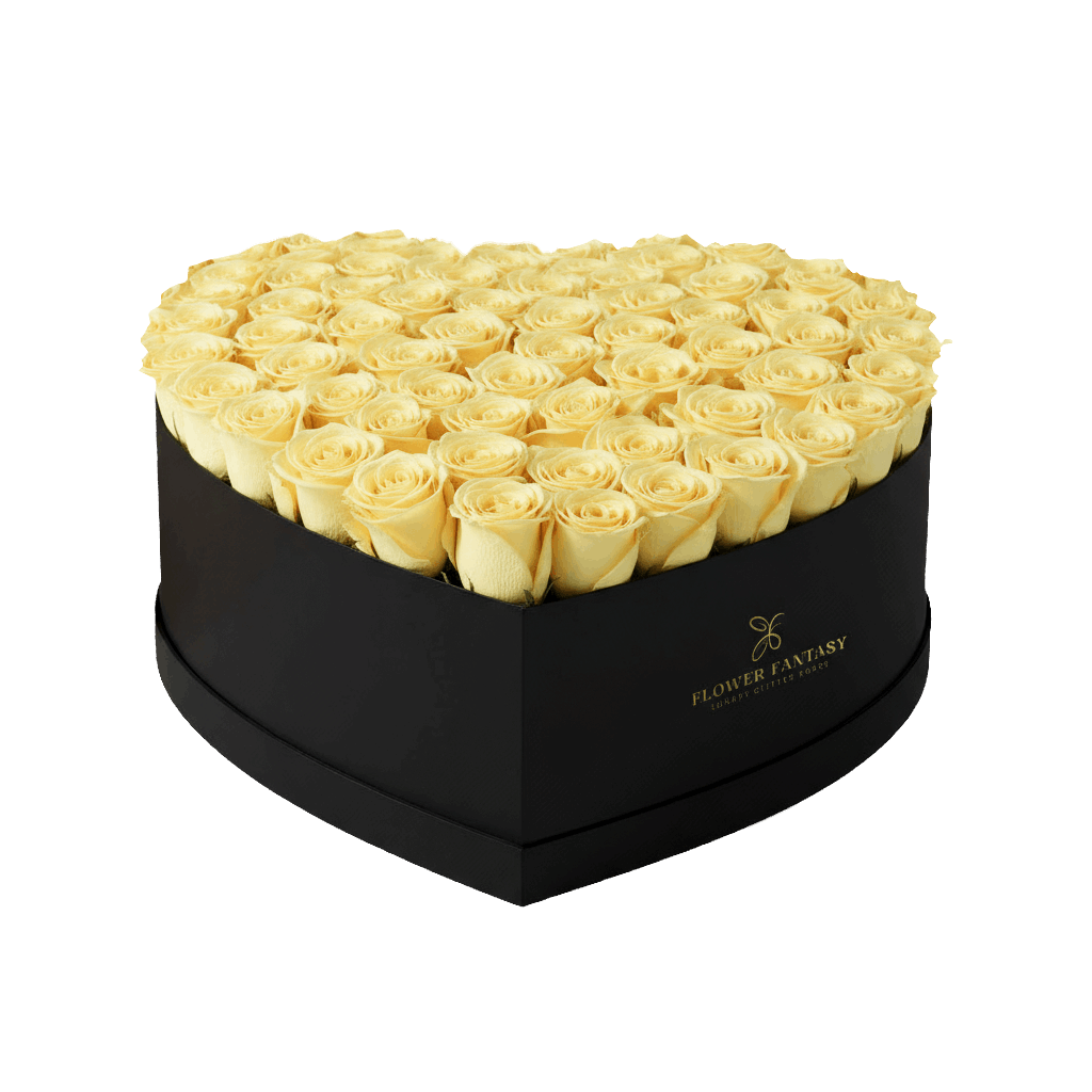Heart Rose Box | Yellow