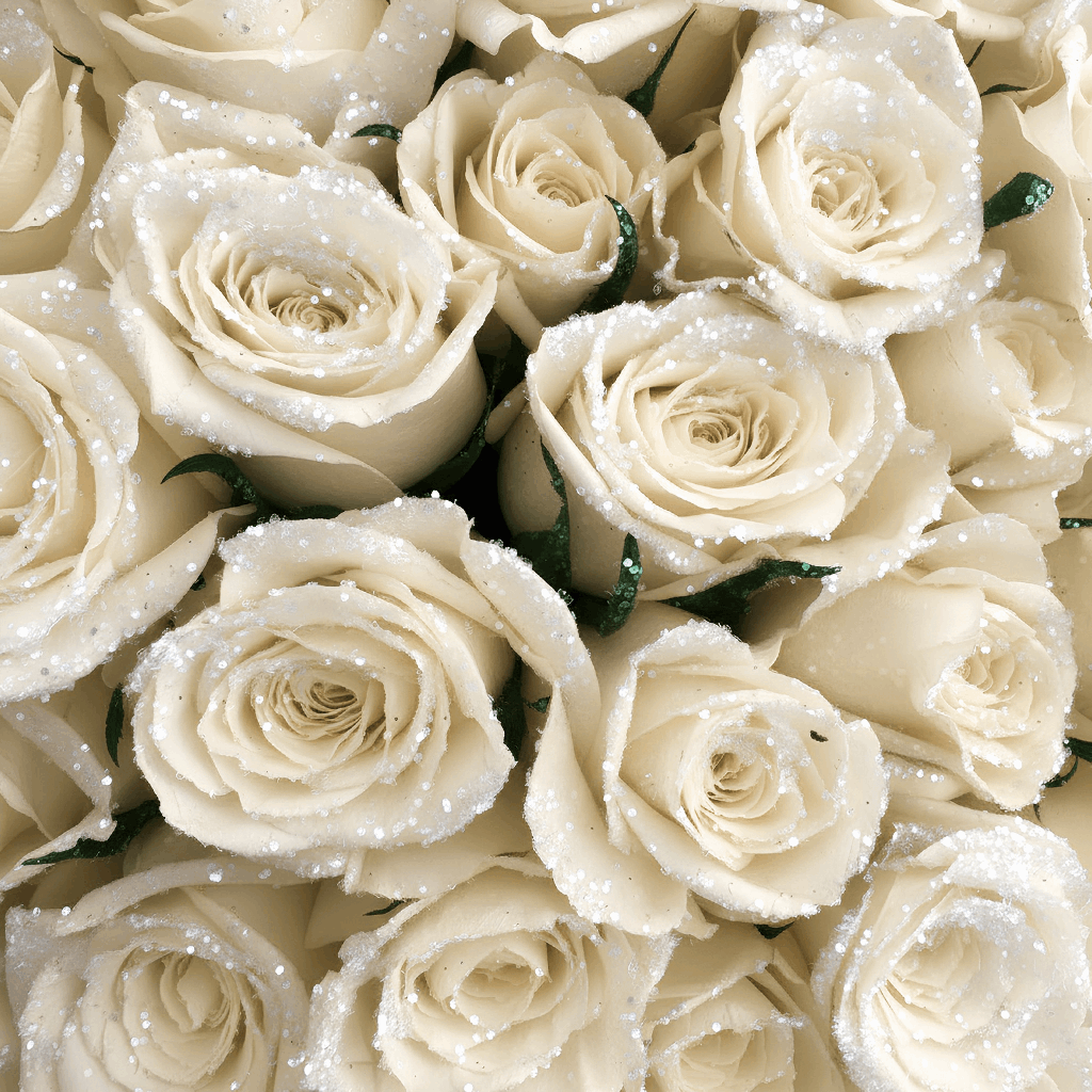 Fresh Glitter Rose Box | White